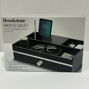 Brookstone Men’s Valet Organizer Color Black with Silver Accents